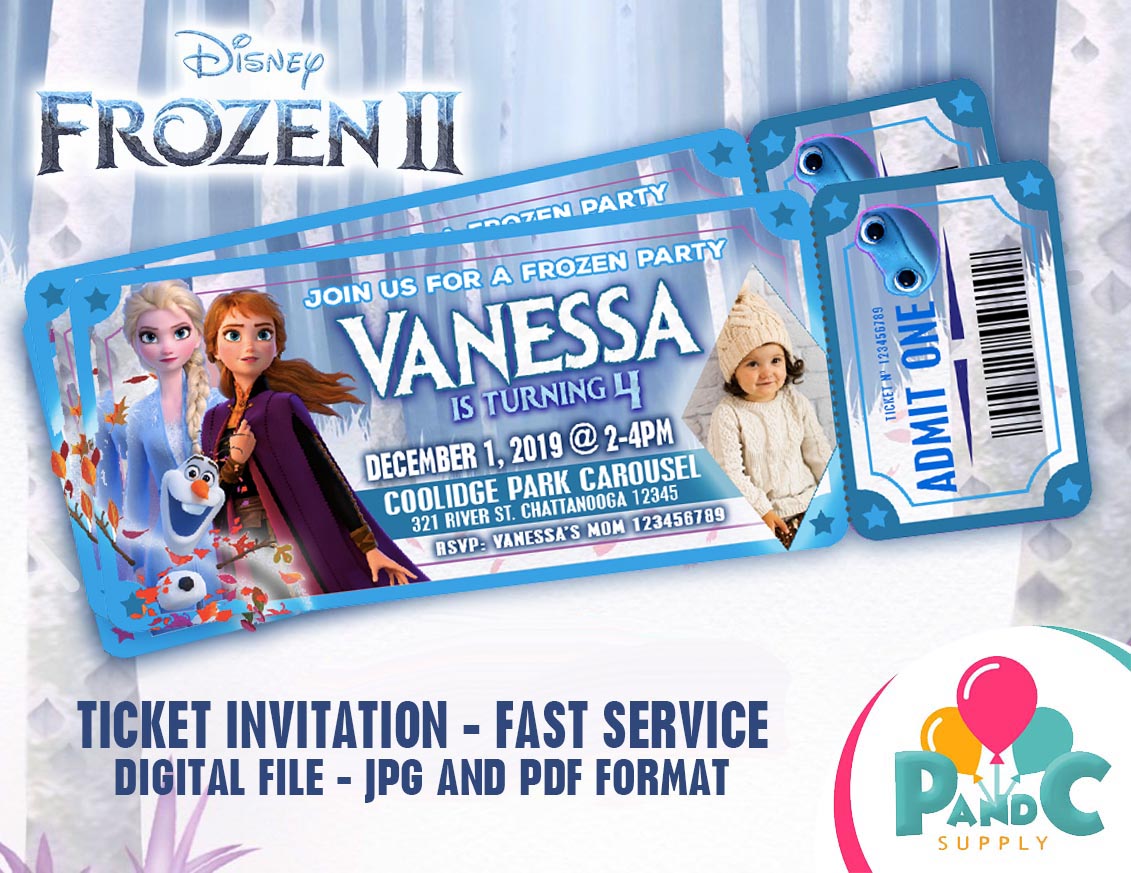 Frozen 2 ticket invitation birthday party3