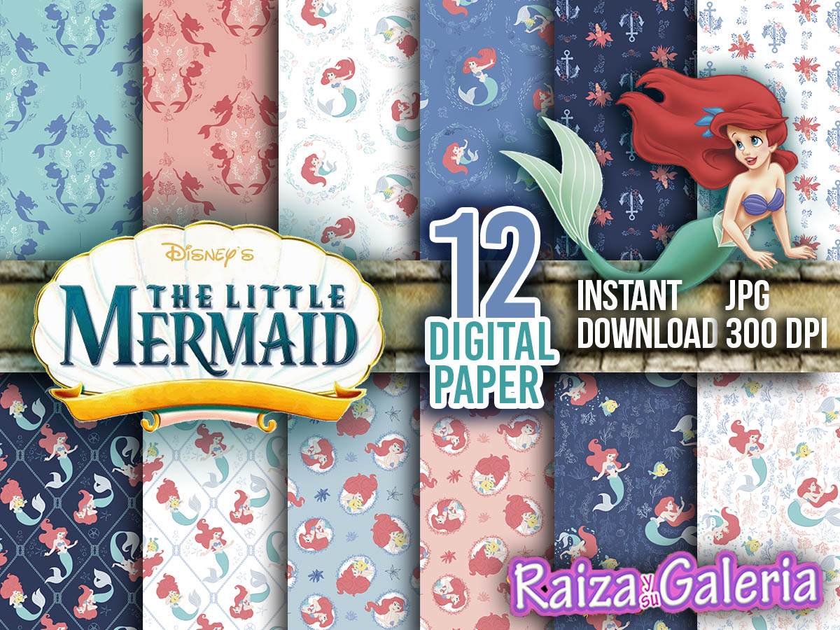 Disney the little mermaid digital paper scrapbook