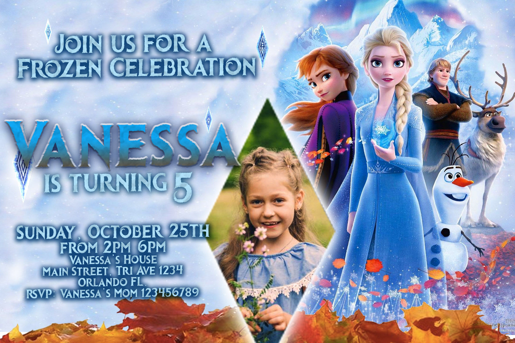 frozen 2 Invitation birthday party with photo 3