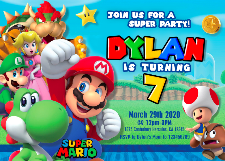 super mario party birthday invitation
