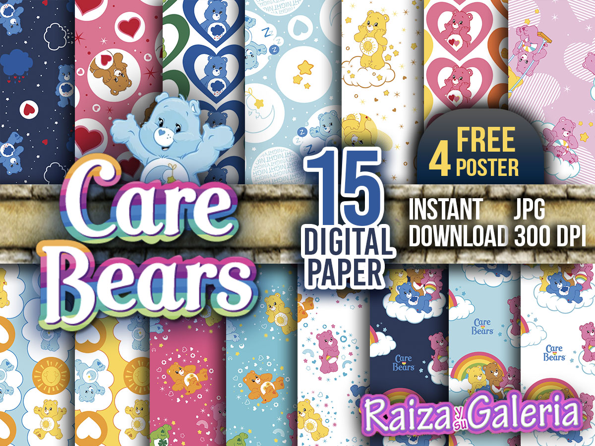 Care bears digital scrapbook paper