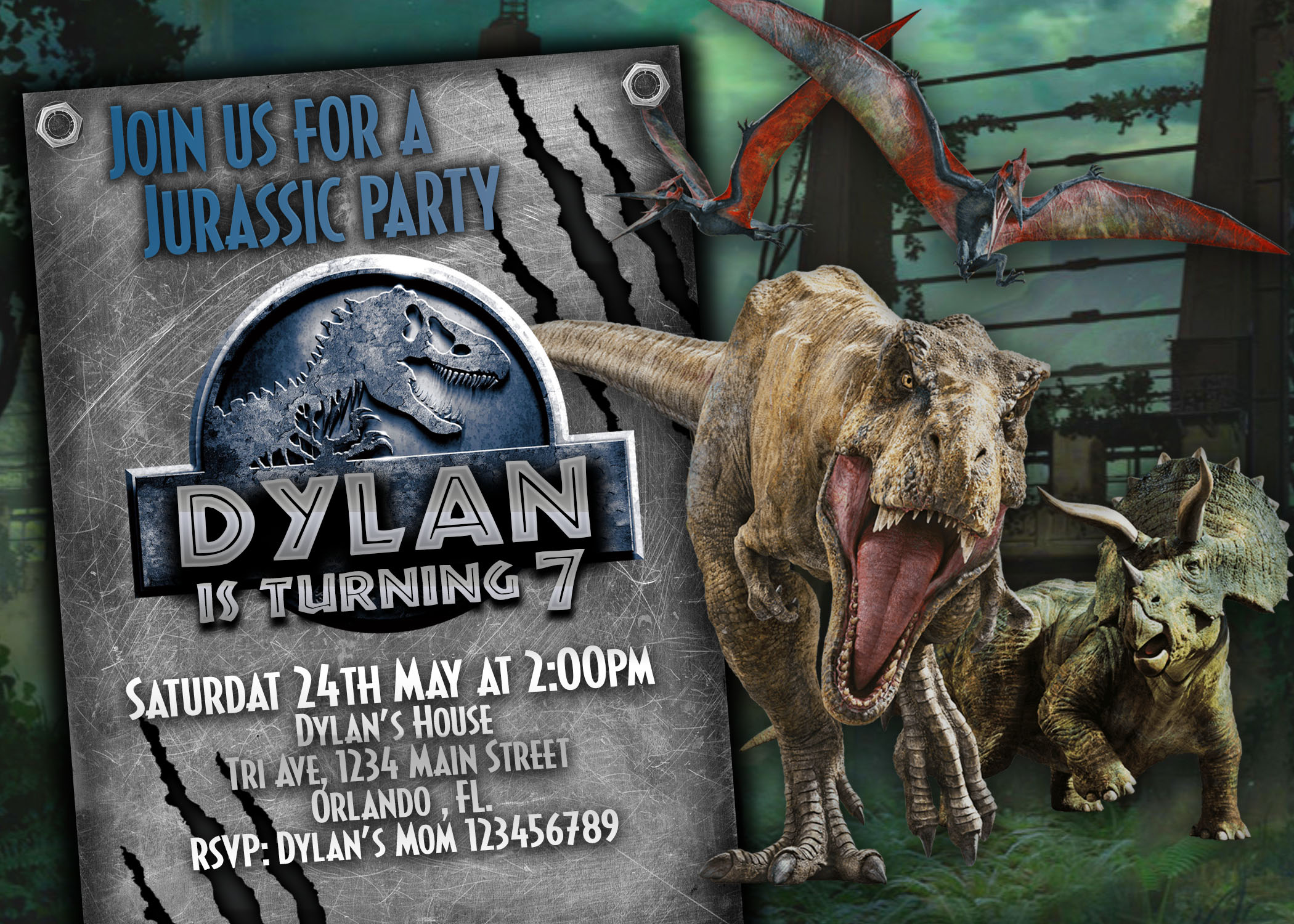 Jurassic World Invitation Birthday Party