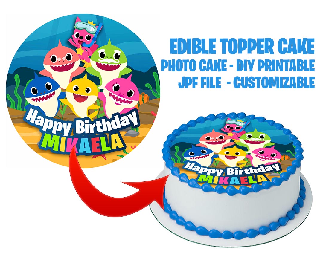topper cake Baby shark birthday party 2-1