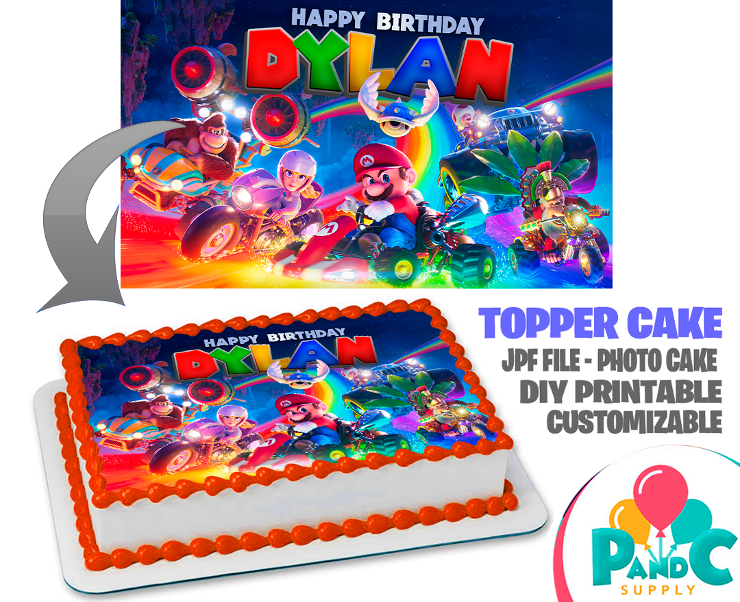 Printable Mario Bros Movie Topper Cake Birthday party