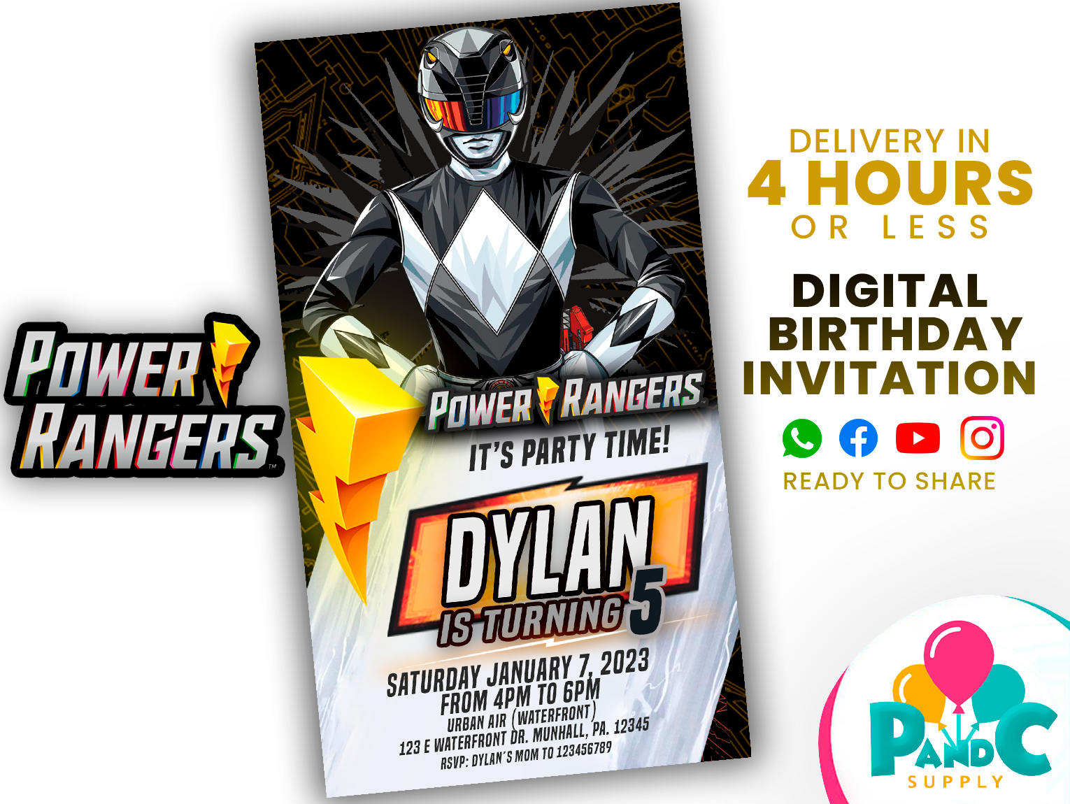 Power-rangers-Black-Ranger-invitation-birthday-party