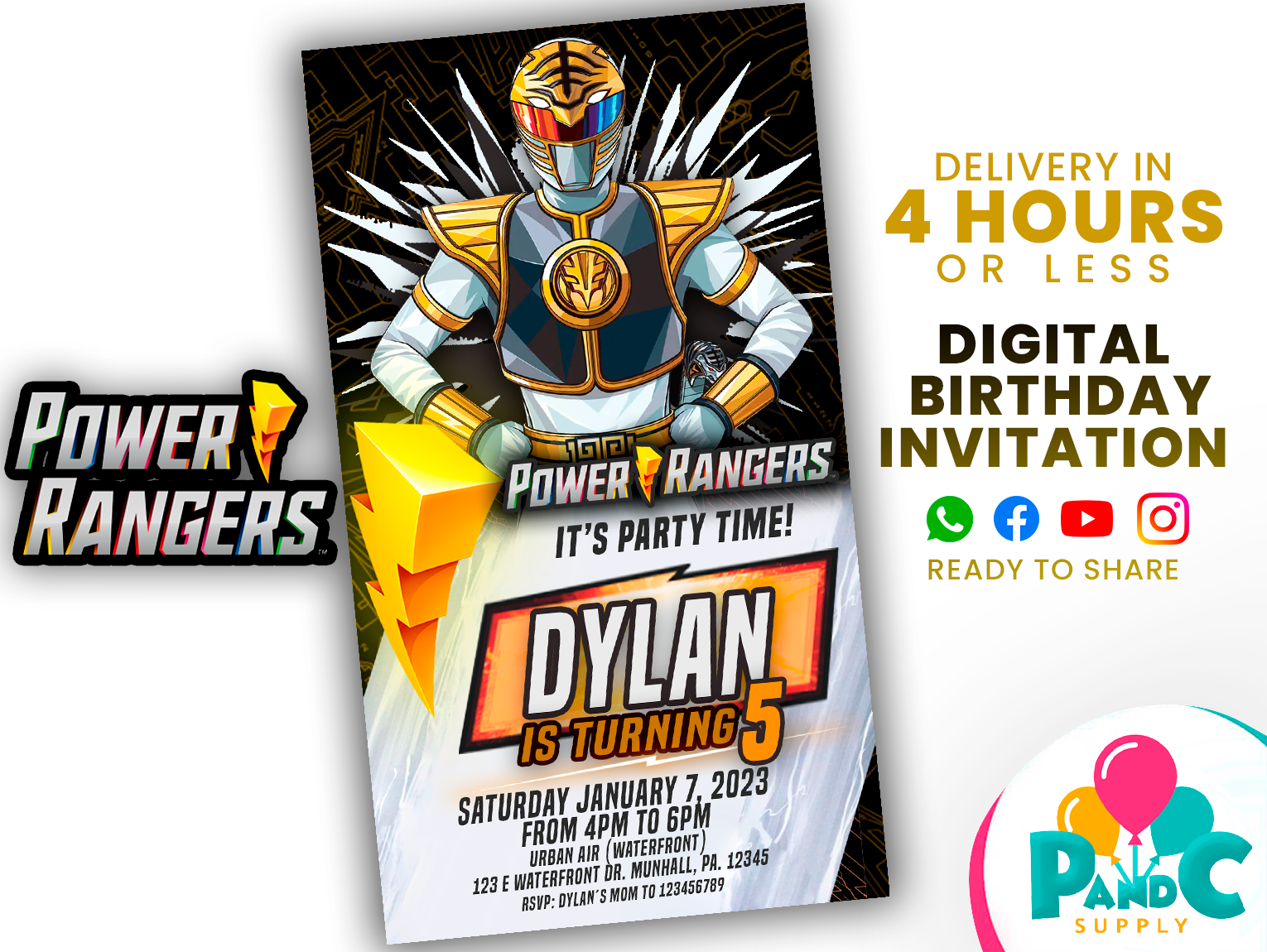 Power-rangers-White-Ranger-invitation-birthday-party