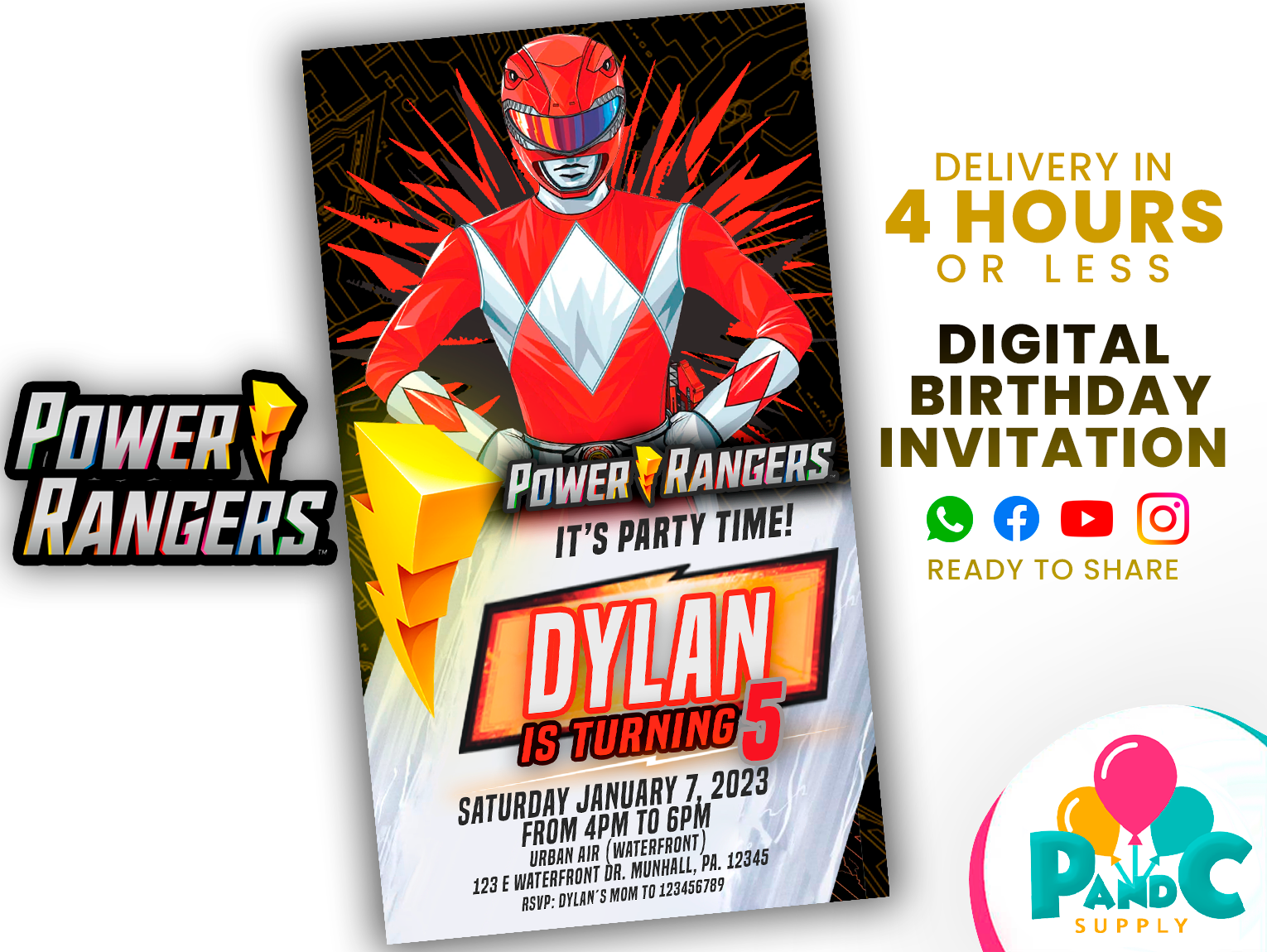 Power-rangers-red-Ranger-invitation-birthday-party-2
