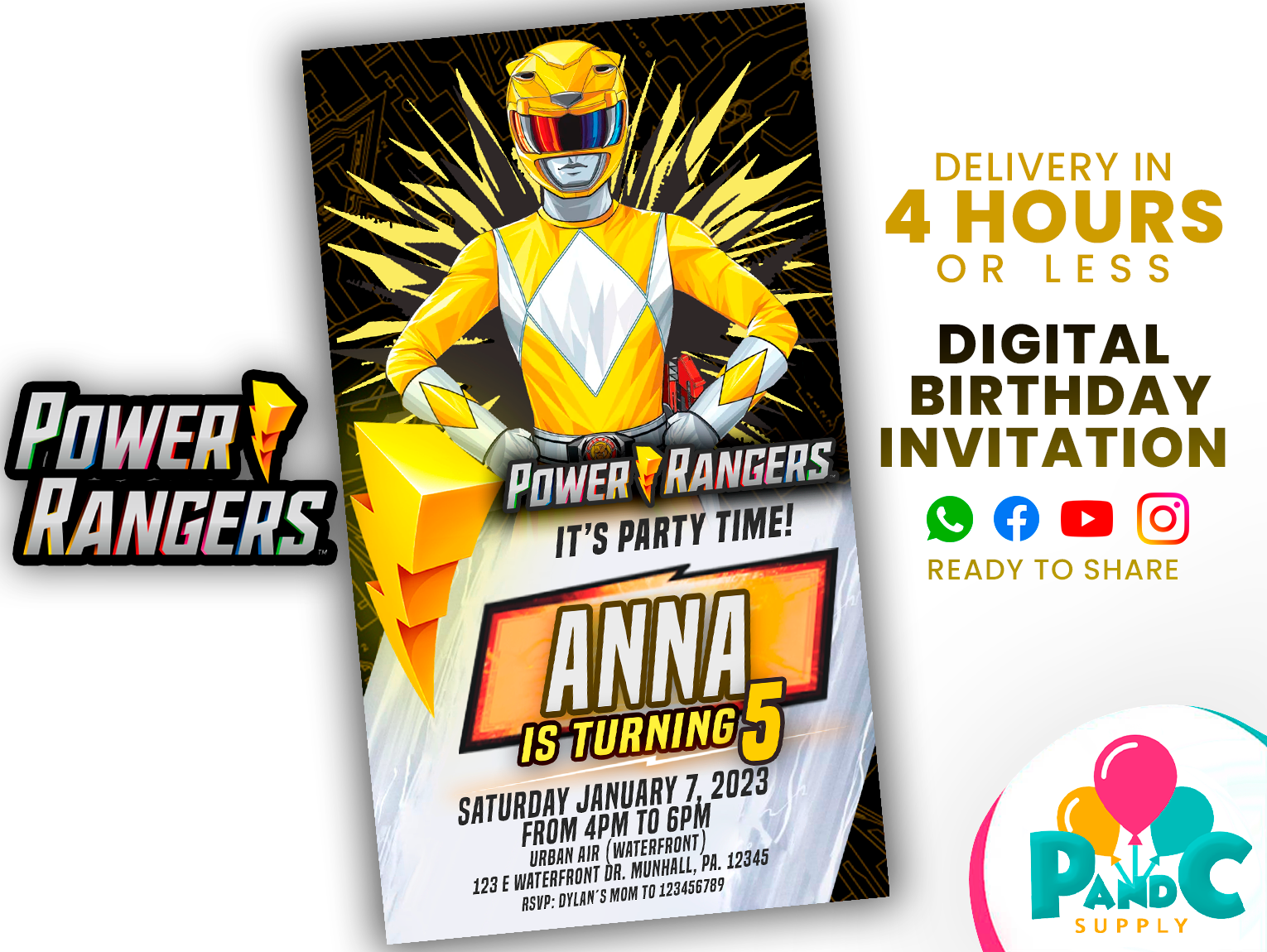 Power-rangers-yellow-Ranger-invitation-birthday-party