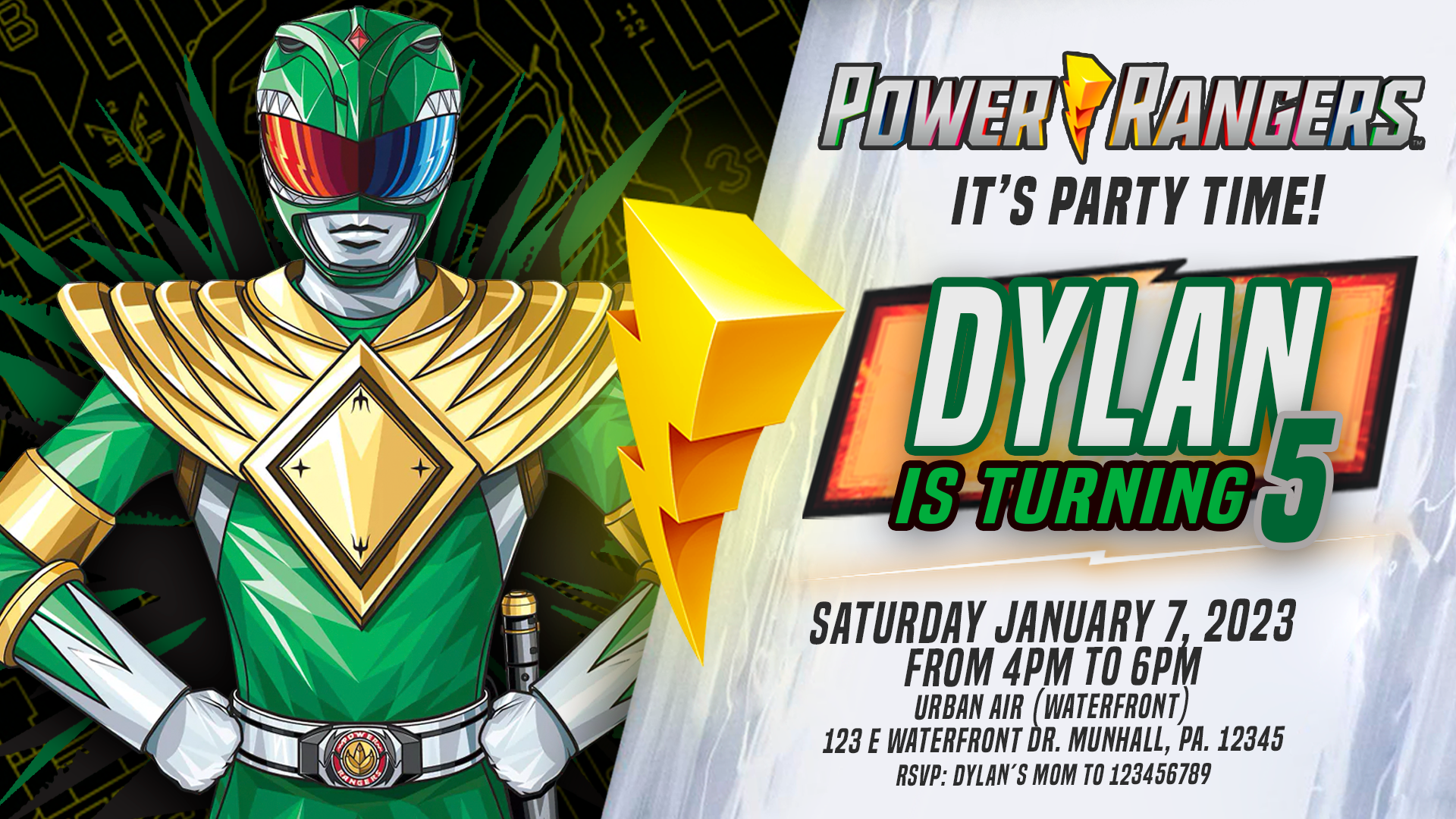 Power-rangers-Green-Ranger-invitation-birthday-party-1