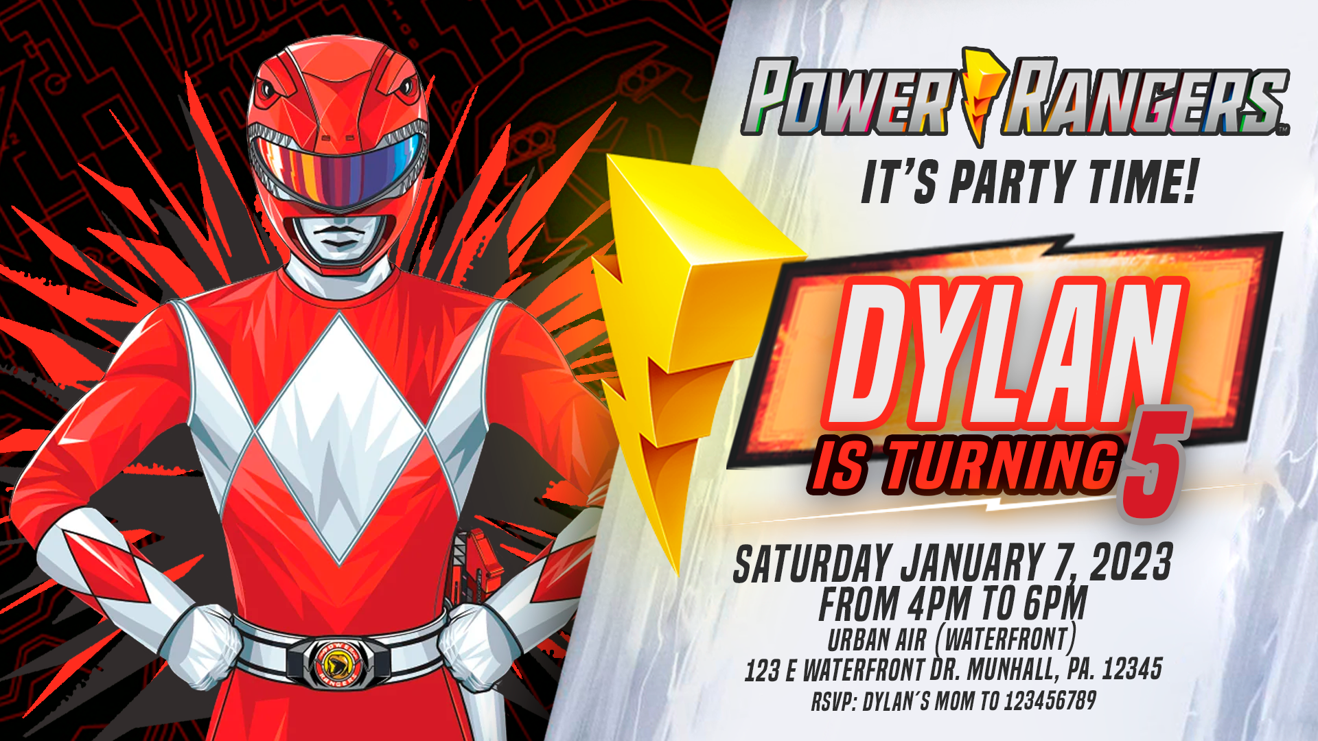 Power-rangers-red-Ranger-invitation-birthday-party-2-2