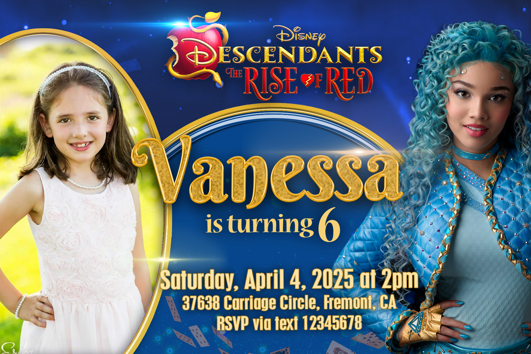 Disney-Descendants-the-rise-of-red-Uma-invitation-birthday-party-with-photo-27