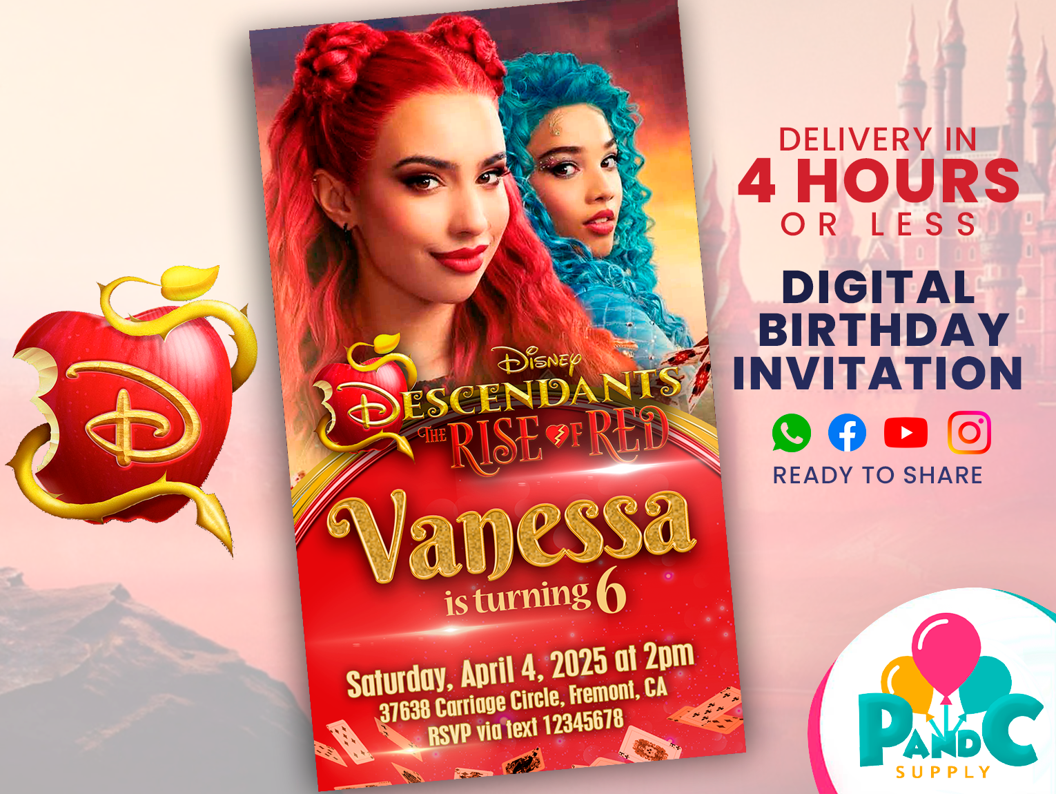 Disney-Descendants-the-rise-of-red-invitation-birthday-party-38