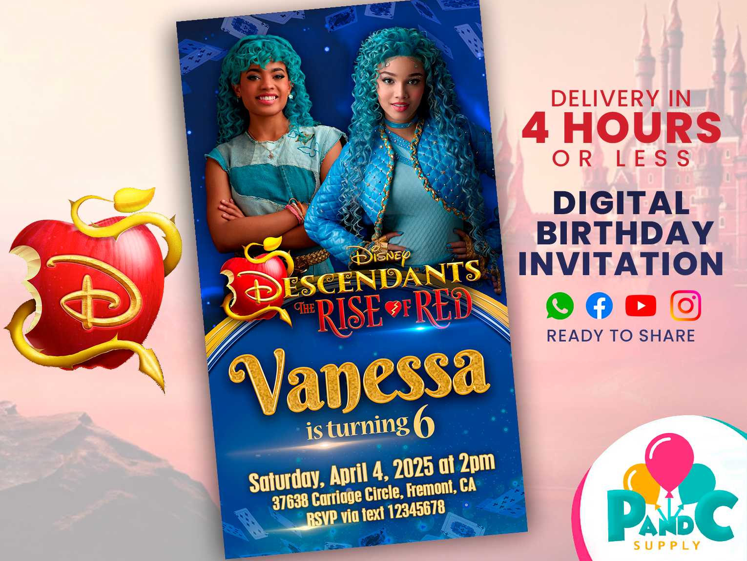 Disney-Descendants-the-rise-of-red-invitation-birthday-party-44