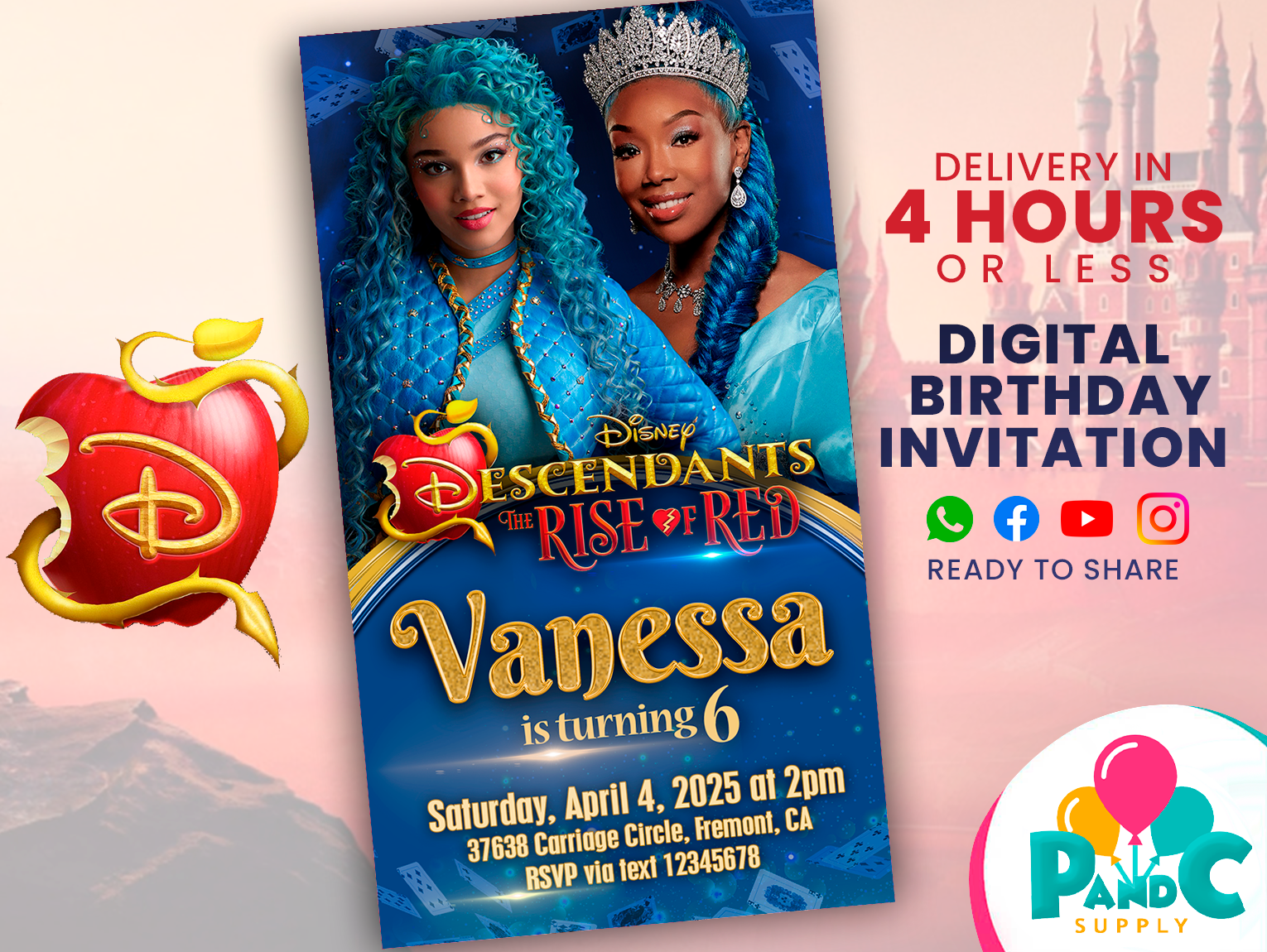 Disney-Descendants-the-rise-of-red-invitation-birthday-party-46