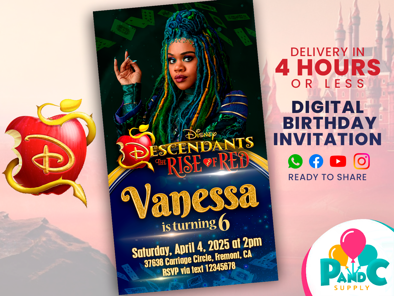 Disney-Descendants-the-rise-of-red-invitation-birthday-party-51