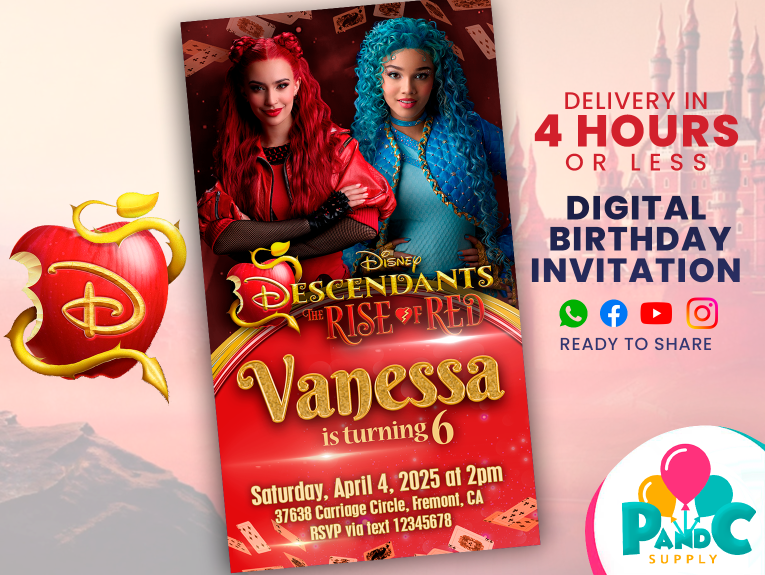 Disney-Descendants-the-rise-of-red-invitation-birthday-party-57