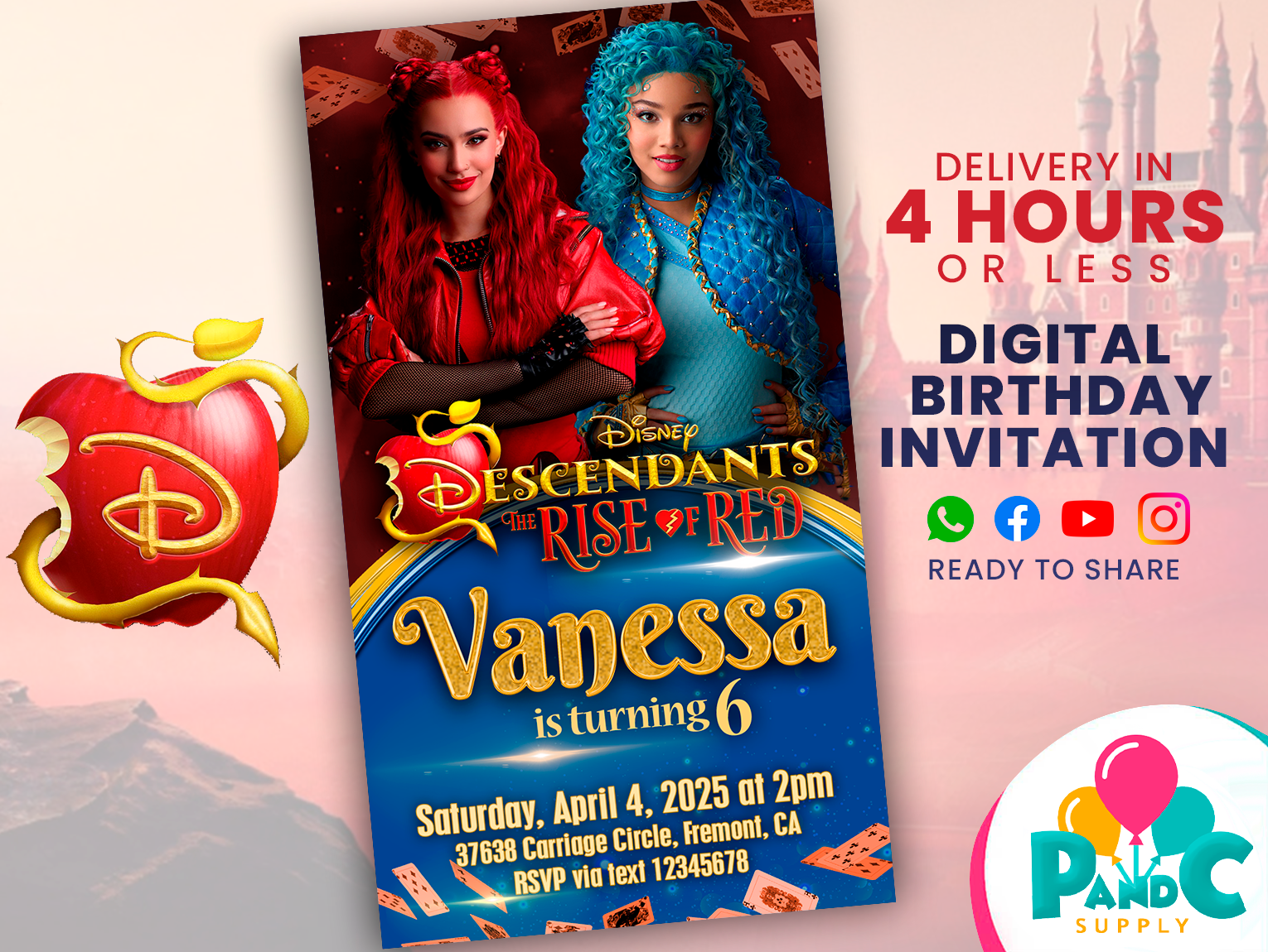 Disney-Descendants-the-rise-of-red-invitation-birthday-party-58